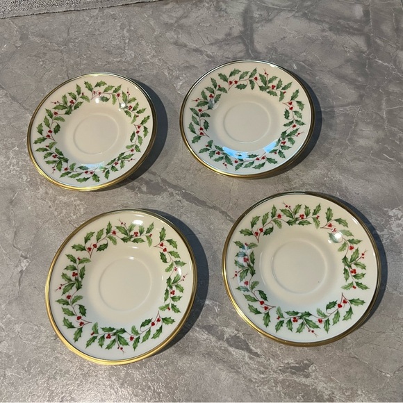 Lenox Other - Vintage Lenox Holiday Holly Berry Saucer Plate Set(4)
